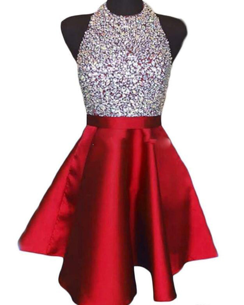 Halter Beading Short Graduation Dress Girls Homecoming Gowns for Teens Siaoryne Halter Beading Short Graduation Dress Girls Homecoming Gowns for Teens Siaoryne