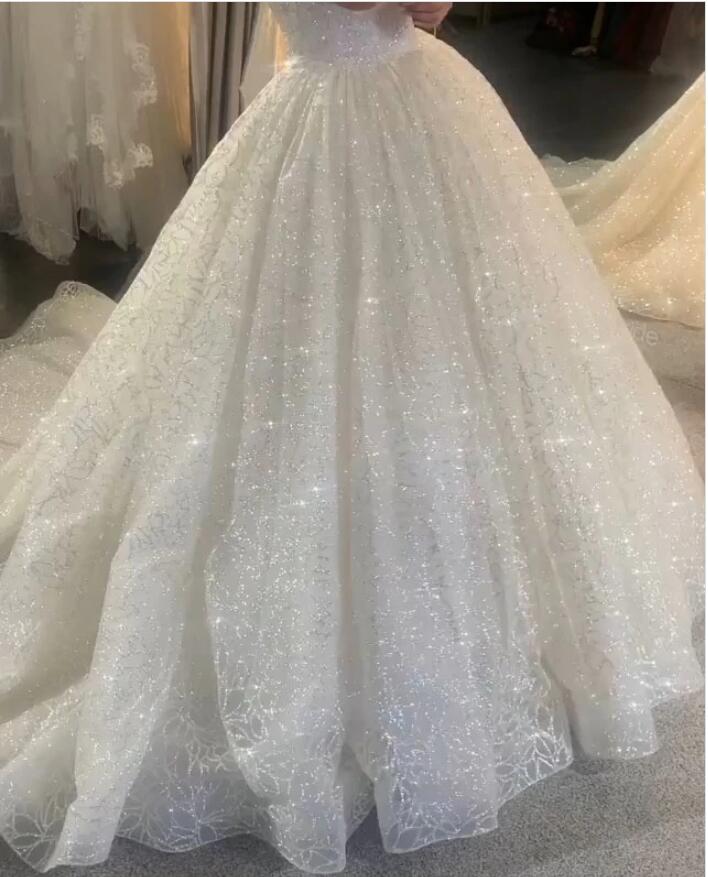 Siaoryne WD0523 Vestido De Novia Fancy Luxury Bling Bling Sparkly Wedding Dress Ball Gown Off the Shoulder Sequins Bridal Dress