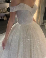 Siaoryne WD0523 Vestido De Novia Fancy Luxury Bling Bling Sparkly Wedding Dress Ball Gown Off the Shoulder Sequins Bridal Dress