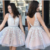 SP0520 Lovely Two Tulle Nude/ivory Lace Homecoming Dress for Teens Girs Short Prom Gown 8th Graduation