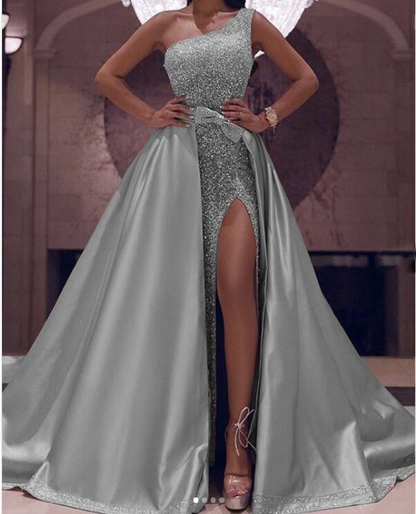 Amazing One Shoulder Sequins Sparkle Evening Dress Long 2022 PL05212