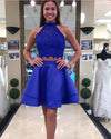 Lovely Crop Top Blue Lace Short Graduation Dress for School Girls  Cocktail Homecoming Gown ,Grad Dress 2022
