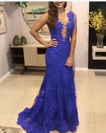 Royal Blue/Red Lace Mermaid Evening Dress Long Women Prom Wedding Party Gown PL0606