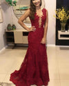Royal Blue/Red Lace Mermaid Evening Dress Long Women Prom Wedding Party Gown PL0606
