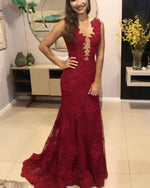 Royal Blue/Red Lace Mermaid Evening Dress Long Women Prom Wedding Party Gown PL0606