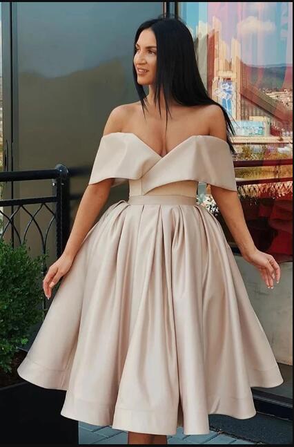New Off  Shoulder Gold Yellow Knee Length Short Prom Dress Homecoming Gown ,8th Grade Graduataion Dress SP0617