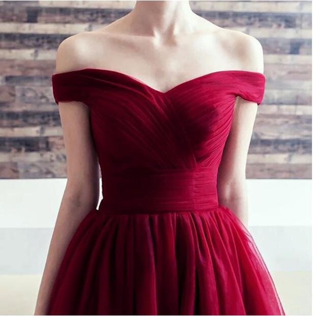 Dark Red Tulle Short Prom Dress Junior Girls 8th Graduate Semi Formal Homecoming Dress SP520