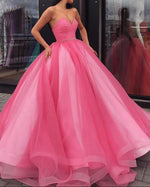 Stunning Long Corset Sweetheart Pink Ball Gown Quinceanera Gown Prom Wedding Engagement Dress vestido