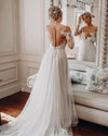 Romantic A Line Long Sleeves Lace Tulle Wedding Dress Robe De Mariee WD0719