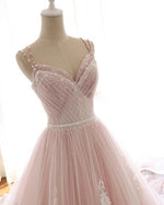 Pink /Ivory Lace Wedding Dress,Girls Sweet 16 Party Prom Gown Quinceanera Dress with Straps PD06238