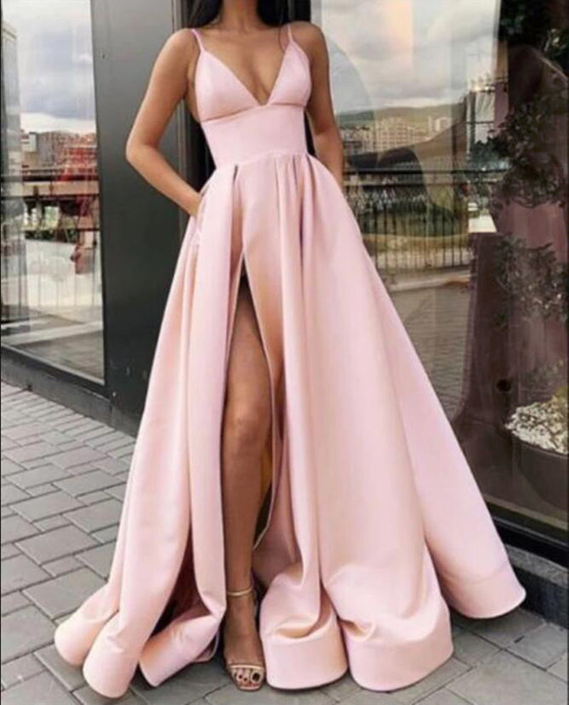 Emerald Green /Baby Blue Sexy A Line Women Formal Prom Gowns with Split PL2144
