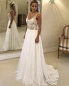 Ivory Lace Tulle Scoop V Neck Wedding Dress Gown Robe De Mariee WD0705