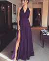 Sexy Halter Chiffon Purple Long Evening Dress Split Vestidos Longs PL07231