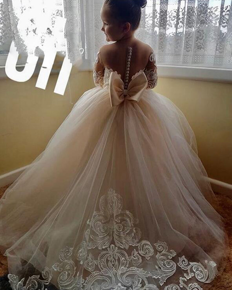 Beautiful Long Sleeves Vintage Lace Flower Girl Dress Kids Wedding Dre Siaoryne Beautiful Long Sleeves Vintage Lace Flower Girl Dress Kids Wedding Dre Siaoryne