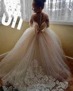 Beautiful Long Sleeves Vintage Lace Flower Girl Dress Kids Wedding Dress FG0822