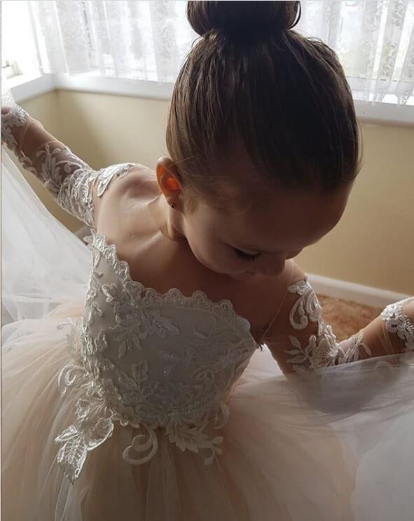 Beautiful Long Sleeves Vintage Lace Flower Girl Dress Kids Wedding Dre Siaoryne Beautiful Long Sleeves Vintage Lace Flower Girl Dress Kids Wedding Dre Siaoryne