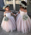 Vintage Long Sleeves lace Tulle Flower Girl Dresses little Girls Child Party Dresses