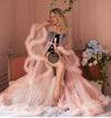 Sexy Sheer Feather Bridal Robe Tulle Illusion Long Wedding Scarf New Custom Made Birthday Maternity Photography Robe Maternity Dress