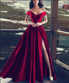 Elegant Blue Off the Shoulder Long Wedding Party Dress Satin Formal Prom Evening Dress PL08223