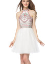 Lovely White Halter Embroidery Short Prom Dress Graduation Homecoming Dress SP0901