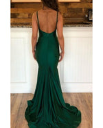 Dark Green Fitted Mermaid Prom Evening Dresses Long with Spaghetti Straps Vestido PL0919