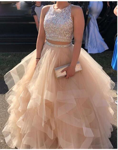 Crop Top Two Pieces Ball Gown Quinceanera  Sweet 16 Prom Dress for Girls Graduation PL0921