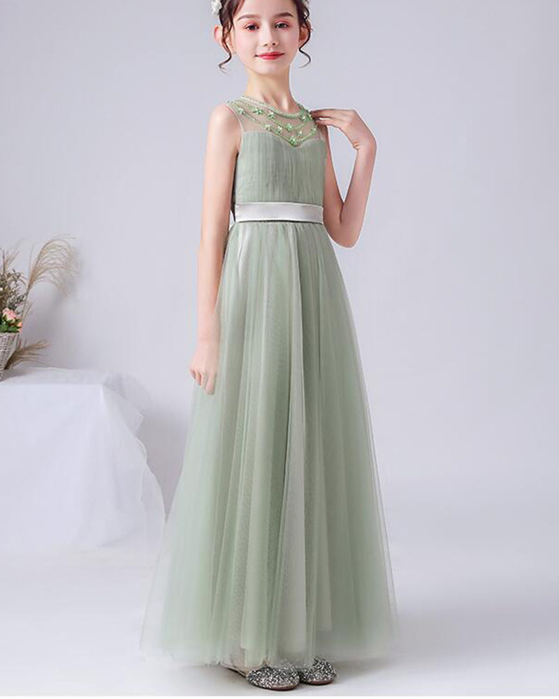 Lovely Dust Rose /Mint Junior Bridesmaid Dress Flower Girls Dress,Teen Birthday Party Gown PL9192
