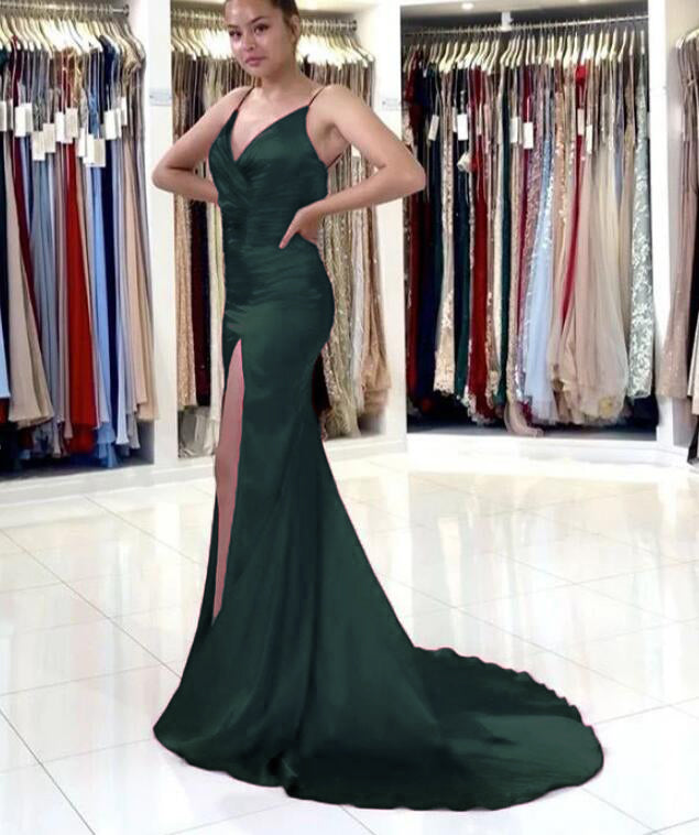 2023 Burgundy /navy/teal Sexy V Neck Slit Leg Fitted Prom Dresses Long Siaoryne 2023 Burgundy /navy/teal Sexy V Neck Slit Leg Fitted Prom Dresses Long Siaoryne