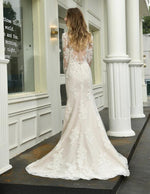 Ivory/Nude Vintage Long Sleeves Lace Mermaid Wedding Dress for Bride with Slit WD09266