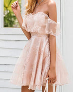 Fancy Pale Pink Off the Shoulder Short Prom Dress,Girls Short Junior Gradaution Homecoming Dresses SP10185