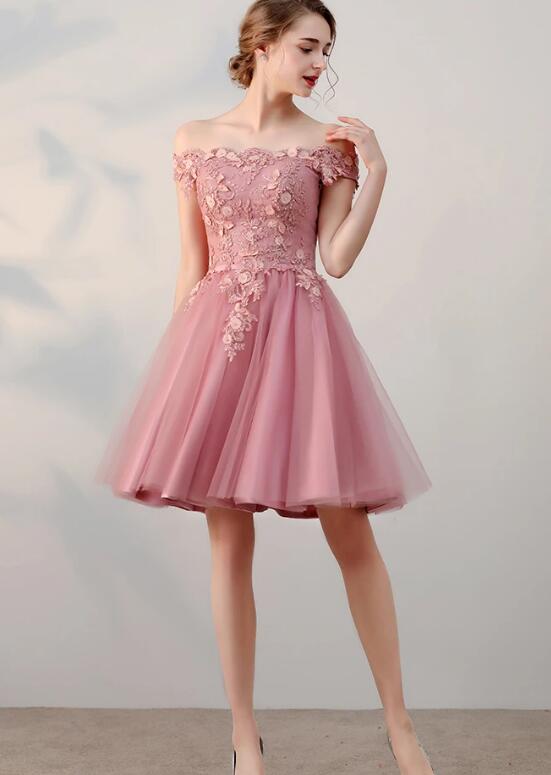 Charming Short Prom Dress Dusty Pink Junior Homecoming Party Dress Semi Formal Gown SP10172