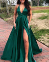 New Girls Graduation Halter Green Slit Long Prom Dresses PL6629