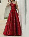 New Style Sexy One Shoulder New Year Christmas Red Evening Party Dress Floor Length Prom Gown PL01102