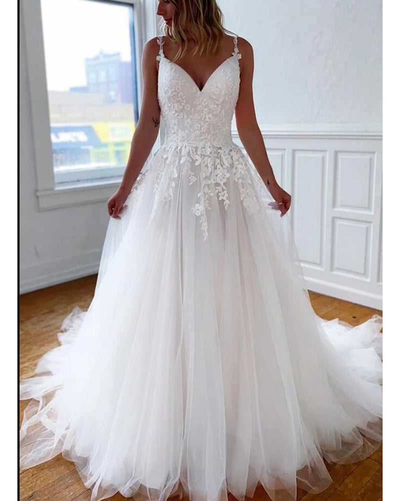 Vestido de novia de encaje de princesa Vestido de novia blanco Vestido de novia Robe De Mariee WD01117 