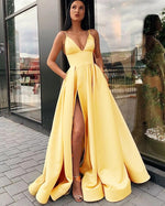 Emerald Green /Baby Blue Sexy A Line Women Formal Prom Gowns with Split PL2144