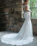 Stunning Women Bridal Gown Mermaid Lace Wedding Dress with Long sleeves WD01203