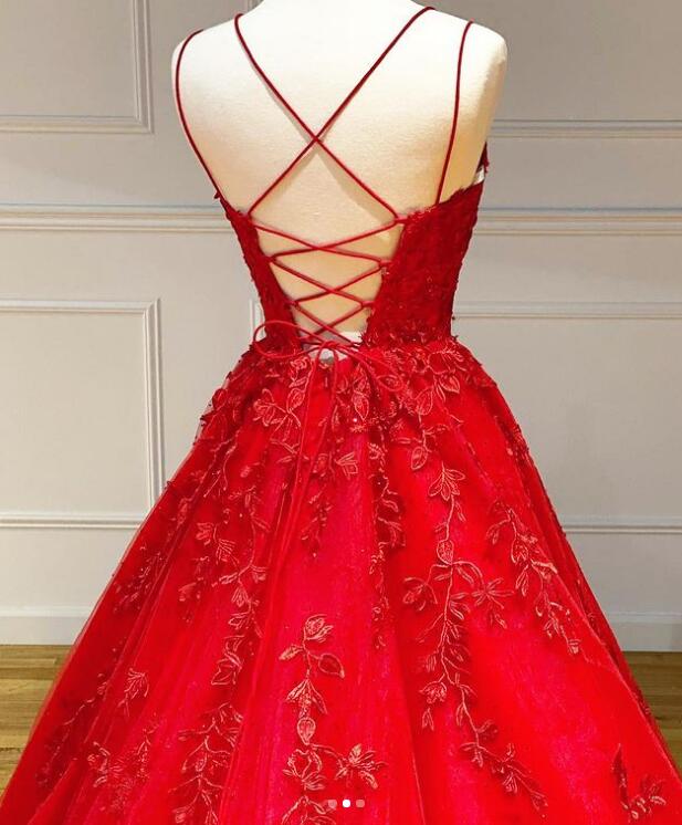 Gorgeous Lace Ball Gown Red Quinceanera Dresses for Girls vestido de 15 anos Debutante Gown PL01216