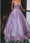 Shiny Blue Sexy V Neck Formal Evening Long Prom Party Dress with Spaghetti Straps LP10107