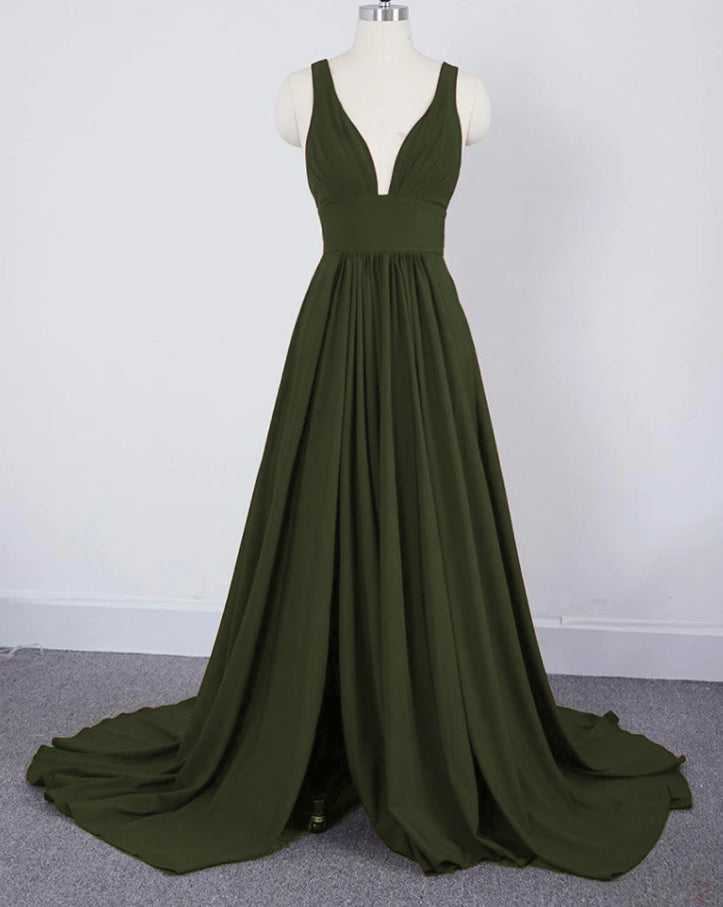 Summer V Neck Sexy Bridesmaid Dress Long  Maid of Honor Women Wedding Evening Gown LP889