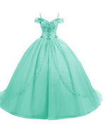 Cold Shoulder Sky Blue Sweet 16 Dresses Girls Quinceanera Gown Ball Gown Prom Dress