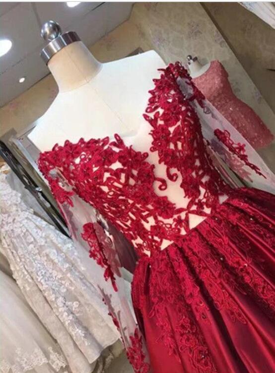 Elegant Off the Shoulder Satin A Line Long Sleeves Prom Ball Gown Dresses PL10217