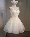 New Biege Lace Short Junior Girls Party Dress Teens Graduation Homecoming Gown SP10223