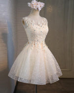New Biege Lace Short Junior Girls Party Dress Teens Graduation Homecoming Gown SP10223