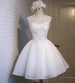 Siaoryne Lovely Cap Sleeves Lace Beaded White Graduation Dress Short Homecoming Gown For Teens