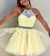 Corset Halter Short Graduation Dress White Lace Cocktail  Party Gown for Junior Girls Beaded Belt  SP05273
