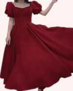Short Puffy Sleeve Princess  1950s Prom Dress Tea Length Short Girls party Wine Red Graduation Dress SP10309