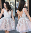 Siaoryne SP1111 V neck Short Lace Prom Dress Girls Junior Homecoming Gowns