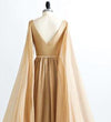 Arabic long gold evening dress long chiffon prom gown for women 2020