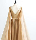 Arabic long gold evening dress long chiffon prom gown for women 2020