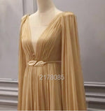 Arabic long gold evening dress long chiffon prom gown for women 2020